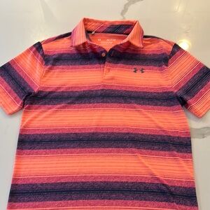 Under Armour Orange and Purple Striped Polo